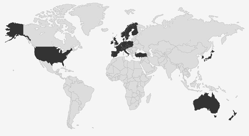 Abbildung Jokon Vertriebsnetzwerk auf Weltkarte